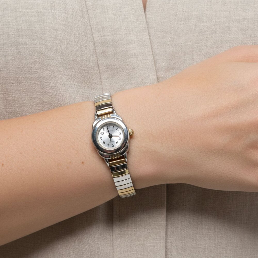 Vintage Watch-It  Silver & Gold Tone Stretch Bracelet Quartz Analog Watch